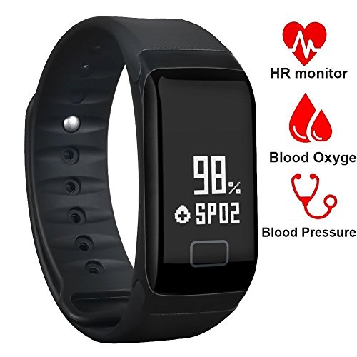 Fitness TrackerWaterproof Activity Tracker with Heart Rate Blood Pressure Blood Oxygen MonitorSmart Wristband with Calorie Counter Watch Pedometer Sleep Monitor Bluetooth Bracelet F1