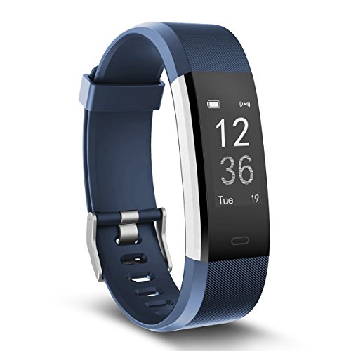 moreFit Fitness Tracker Slim HR Plus Heart Rate Smart Bracelet Pedometer Wearable Waterproof Activity Tracker Watch Silver Blue