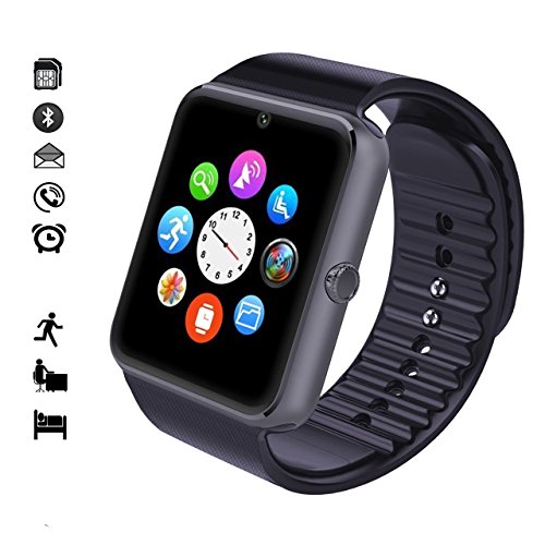 Smart WatchWingtech Bluetooth Watch Wristwatch Phone with SIM Card Slot Touch Screen Camera Compatible for iPhone 6s 6 Plus 5s 5c 4