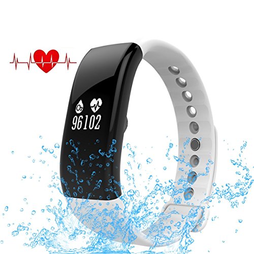 EWEMOSI Fitness Tracker  Heart Rate Blood Pressure Monitor  Bluetooth Wireless Smart Bracelet  Water Resistant Outdoor Activities Tracker  for Android iOS Smart Phones