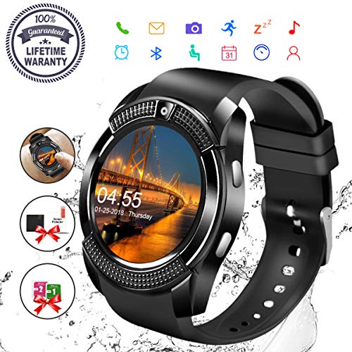 Smart WatchBluetooth Smartwatch Touch Screen Wrist Watch with Camera SIM Card SlotWaterproof Phone Smart Watch Sports Fitness Tracker Compatible Android Phone iOS Phones for Men Women Kids