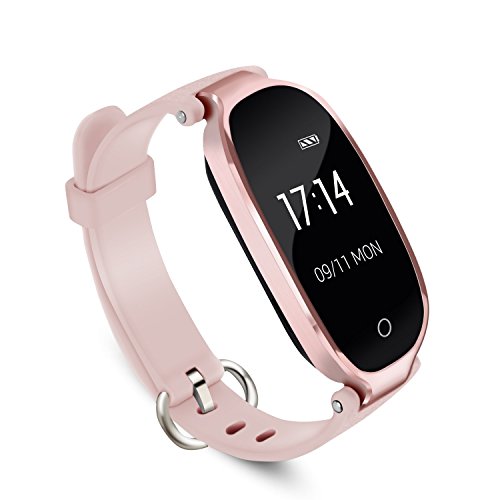AGPTEK Lady Fitness TrackerSmartwatch Activity Tracker Heart Rate Monitor Smart Bracelet Waterproof IP67Bluetooth Pedometer Wristband Control MusicSleep Monitor Android&iOS Rose Gold