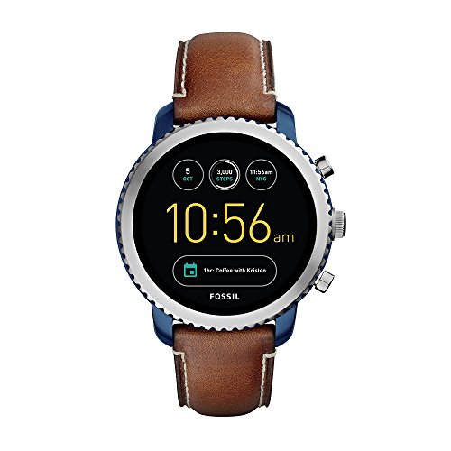 Fossil Q Men Gen 3 Explorist Stainless Steel and Leather Smartwatch Color Blue Brown
