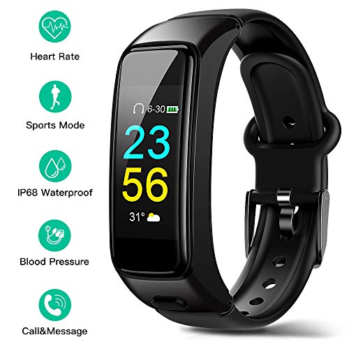 DEMAI Fitness Tracker HR IP68 WaterResistant Smart Sports Bracelet with Bluetooth HeadsetHeart Rate Monitor Sleep Step Counter Intelligent Activity Tracker Pedometer Watch for Android& iOS