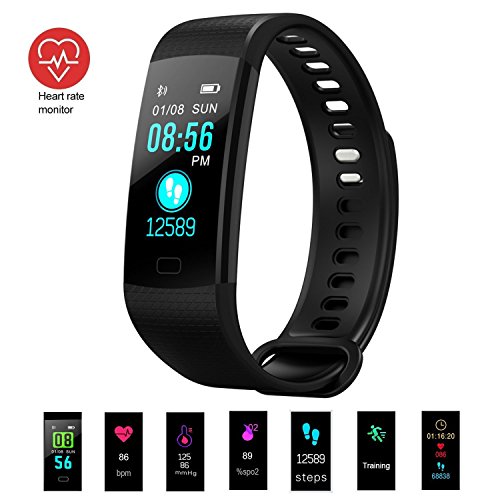 Fitness Tracker Activity Tracker Fitness Watch with Heart Rate Monitor Color ScreenWaterproof Smart Bracelet with Step CounterCalorie CounterPedometer for Kids Women Men Android iOS