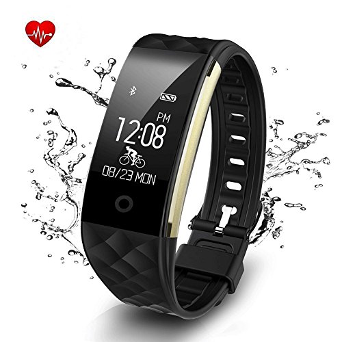 Fitness TrackerBluetooth Activity WristbandSmart Bracelet with Sleep Quality MonitorIP67 Waterproof Pedometer Samrt Watch with Heart Rate Monitor for iOS and Android(Black)