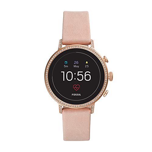 Fossil Women Gen 4 Venture HR Stainless Steel and Leather Touchscreen Smartwatch Color Rose Gold Pink