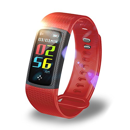 Hagile Fitness Tracker HC962 Color Screen Bluetooth Sports Bracelet Smart Fitness Tracker with Blood Pressure Heart Rate Sleep MonitorWaterproof Pedometer Wristband for Android and iOS(Red)