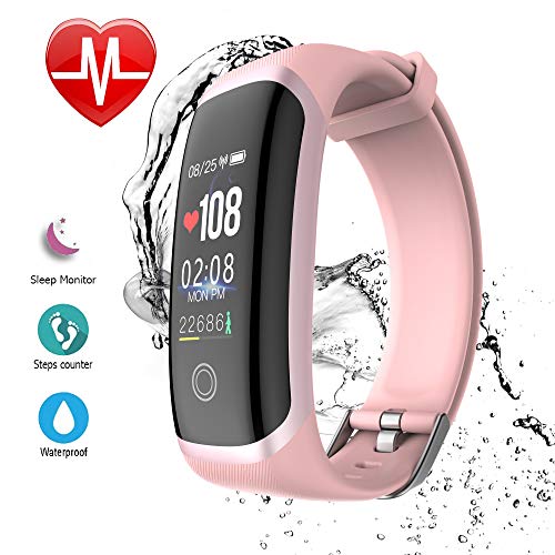 AIBODINI Fitness Tracker Activity Tracker Heart Rate Sleep Monitor Smart Bracelet with Pedometer Call SMS SNS Reminder Bluetooth IP67 Waterproof for Adult Kids iOS Android Phone