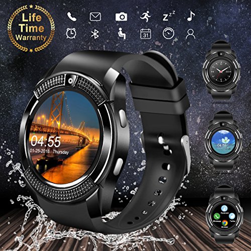 Smart WatchBluetooth Smartwatch Touch Screen Wrist Watch with Camera SIM Card SlotWaterproof Smart Watch Sports Fitness Tracker Compatible with Android iOS Phones Samsung Huawei