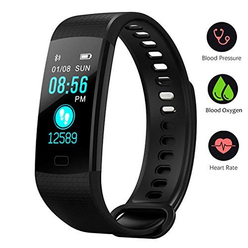 BONNIEWAN Fitness Tracker with Heart Rate Color Screen Activity Tracker and Blood Pressure Monitor IP67 Waterproof Sleep Monitor Calorie Counter Pedometer 4 Sport Mode for Kids Women Men