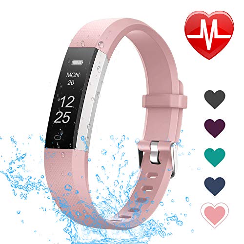 LETSCOM Fitness Tracker with Heart Rate Monitor Slim and Smart Activity Tracker Watch with Sleep Monitor Step Counter and Calorie Counter IP67 Waterproof Pedometer Watch for Kids Women Men