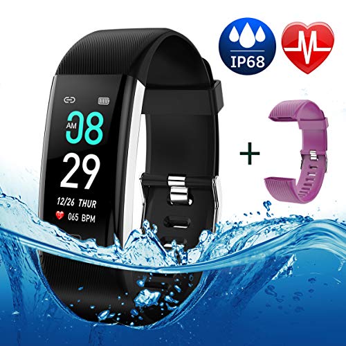 Fitness Tracker Color Screen IP68 Waterproof Activity Tracker Smart Watch Remote Photography Heart Rate Blood Pressure Blood Oxygen Monitor Step Calorie Counter Pedometer for Women Men Kids