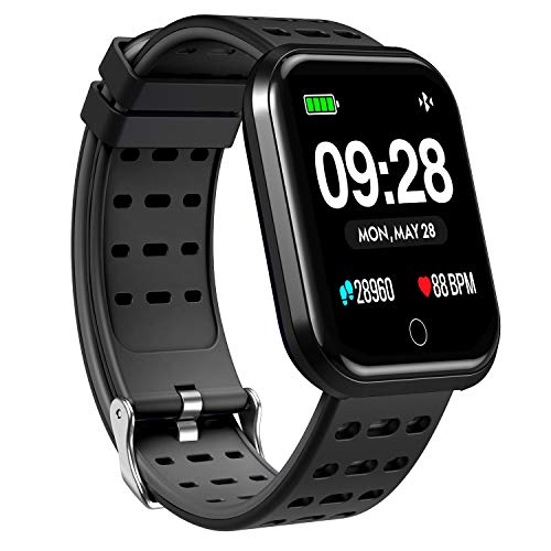 Surpro Smart Watch Wearable Bluetooth Running GPS Fitness Tracker Watch with Heart Rate Monitor Waterproof Smart Wristband Pedometer Watch for Kids Woman Man Black