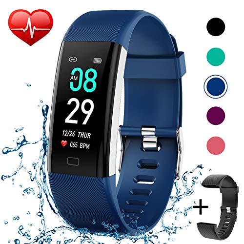 Fitness Tracker IP68 Waterproof Activity Tracker Fitness Watch with Heart Rate Blood Pressure Monitor Step Counter Calorie Counter Pedometer Activity Watch Tracker for Men Women Kids
