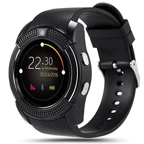 Bluetooth Smart WatchWrist Watch Bracelet with SIM Card Slot Camera Phone Calls Pedometer Music Playing Alarm Clock Smartwatch for Android Phone