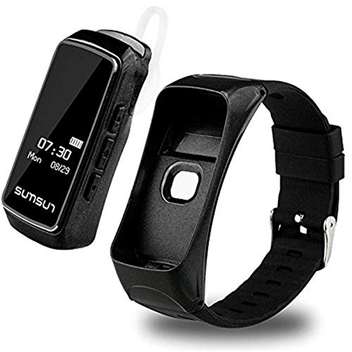 PADYWearable Technology B7 2 in 1 Bluetooth Smart Band Headset Talkband Heart Rate Monitor Pedometer Smart Bracelet Sports Wristband with Music Player Answer Call