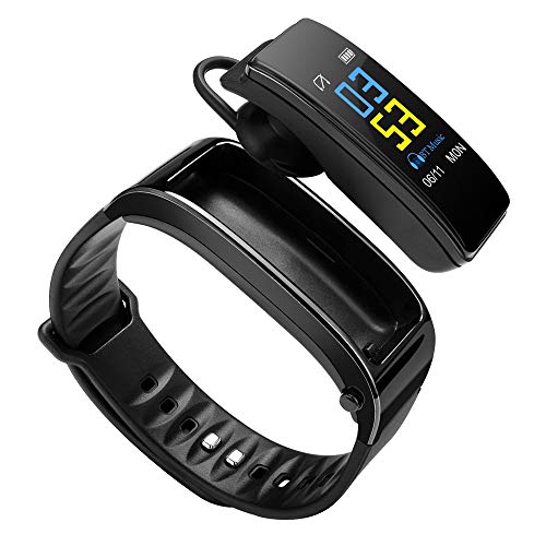 OMei Stars Talkband Bluetooth Fitness Tracker Smart Bracelet with Calling Audio Player Headphones Heart Rate Calories Step Pedometer Distance