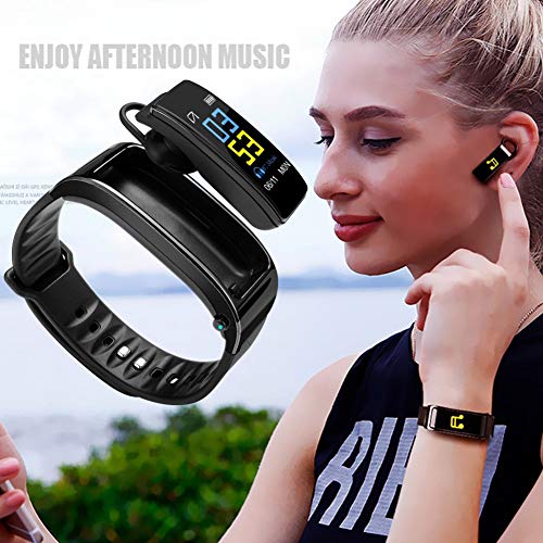 Tiakino 2 in 1 Smart Bracelet with Bluetooth Earbuds Heart Rate Monitor Waterproof Watch for Women and Men